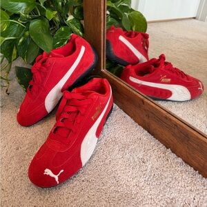 Puma Speedcat Red and White Suede Sneakers Size 5